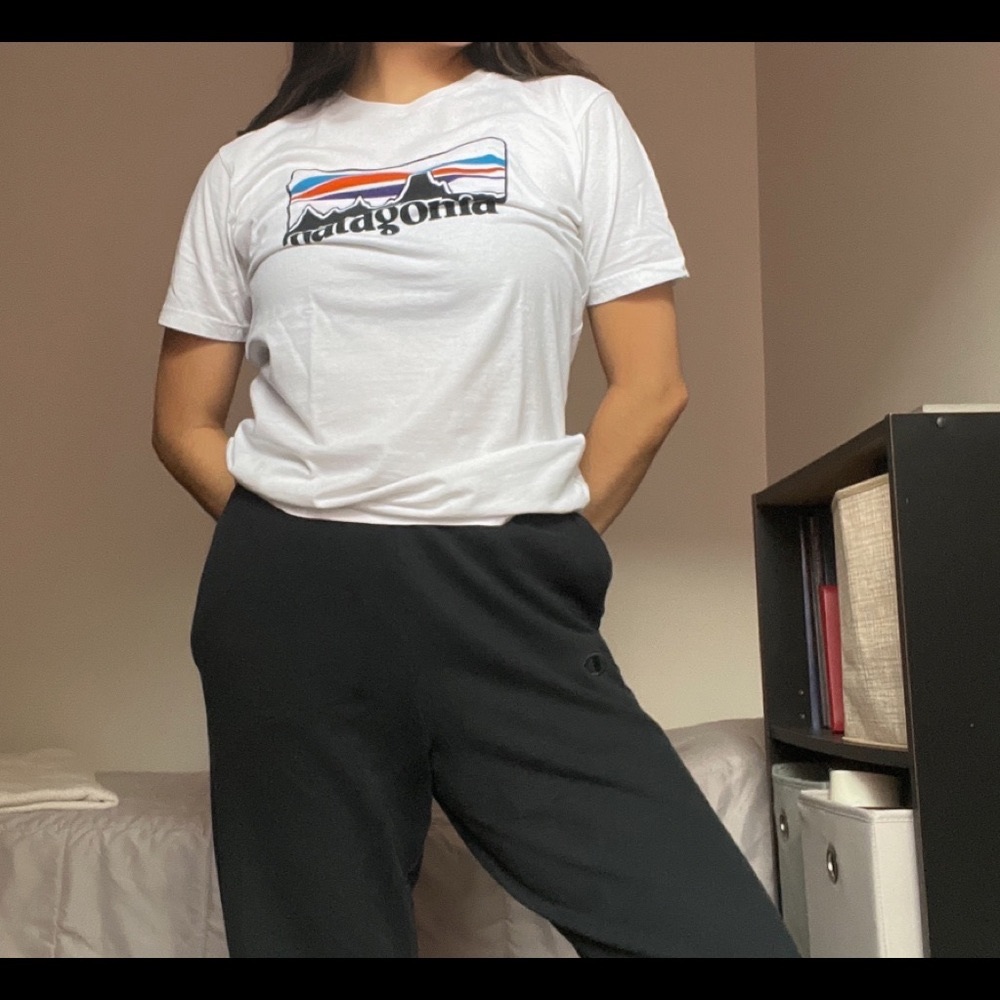 White Patagonia graphic tee size small
